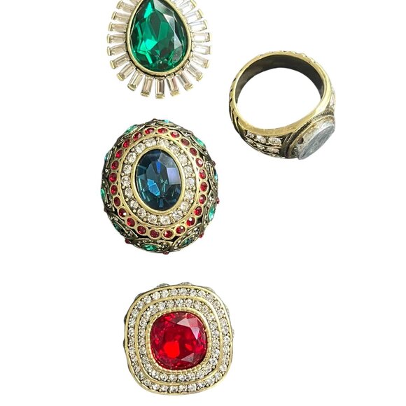 Heidi Daus ENCHANTE  Interchangeable 4-Pc RING Set Red/Blue/Green Colors 7 - Picture 5 of 10